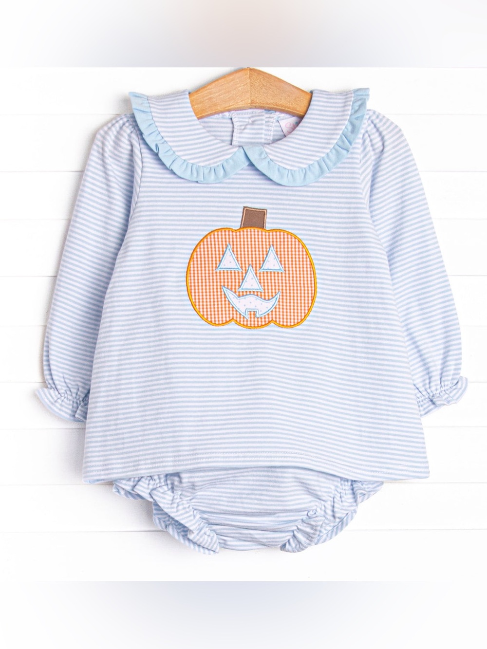 Stitchy Fish Pumpkin set Cutest Carving Applique Diaper long sleeve girl fall